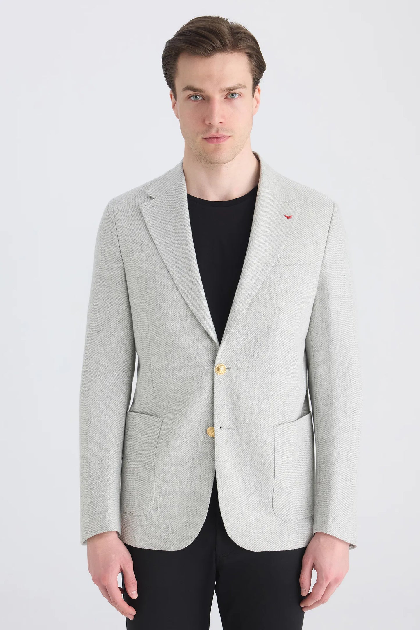 Ds Damat Slim Fit Gri Armürlü Kumaş Ceket