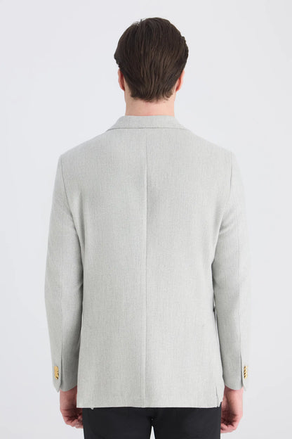 Ds Damat Slim Fit Gri Armürlü Kumaş Ceket
