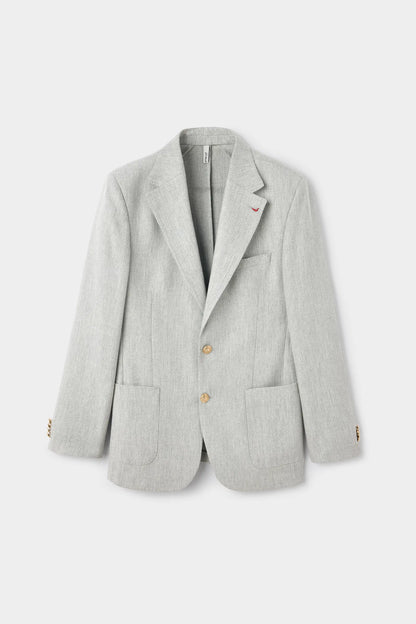 Ds Damat Slim Fit Gri Armürlü Kumaş Ceket