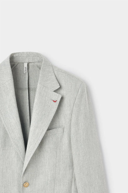 Ds Damat Slim Fit Gri Armürlü Kumaş Ceket