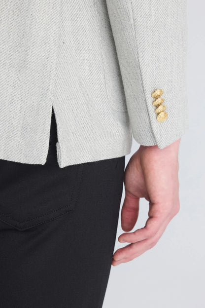 Ds Damat Slim Fit Gri Armürlü Kumaş Ceket