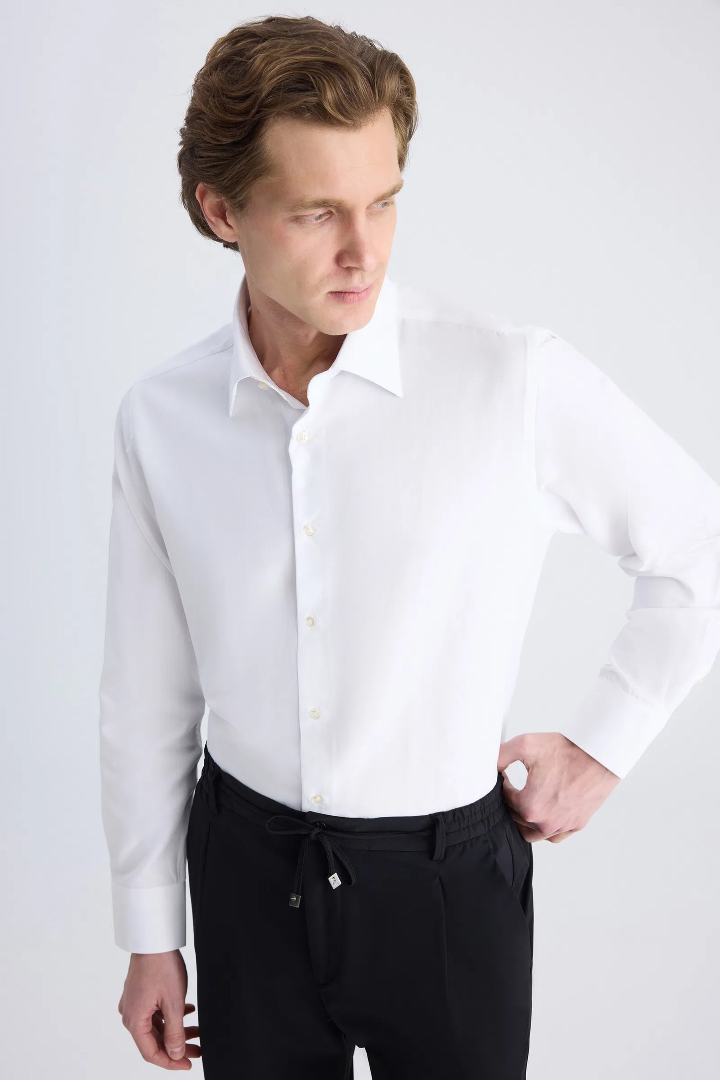 Ds Damat Regular Fit Beyaz Armürlü Gömlek