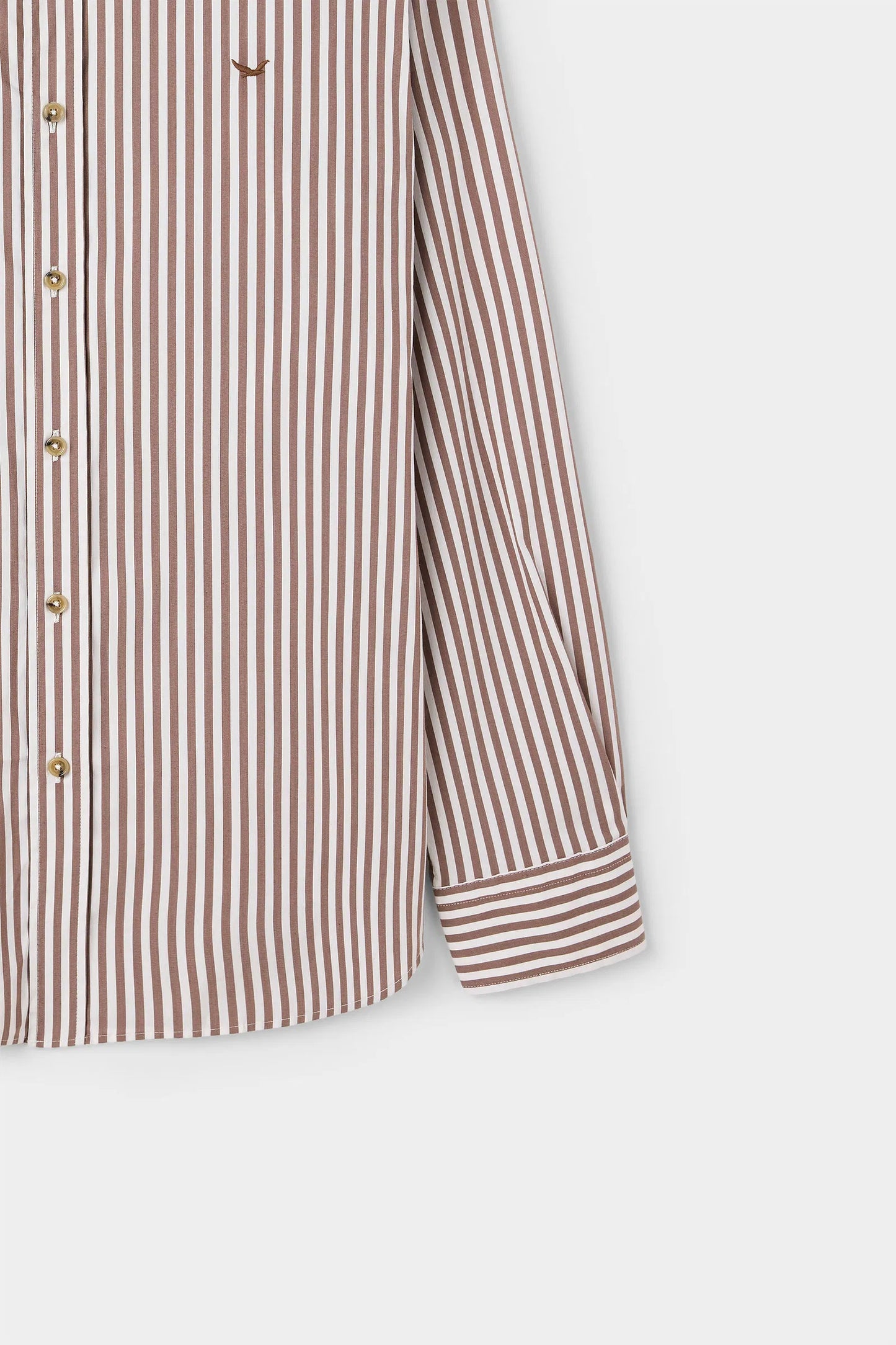 Ds Damat Comfort Camel Çizgili Gömlek