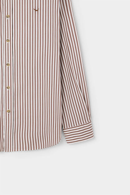 Ds Damat Comfort Camel Çizgili Gömlek