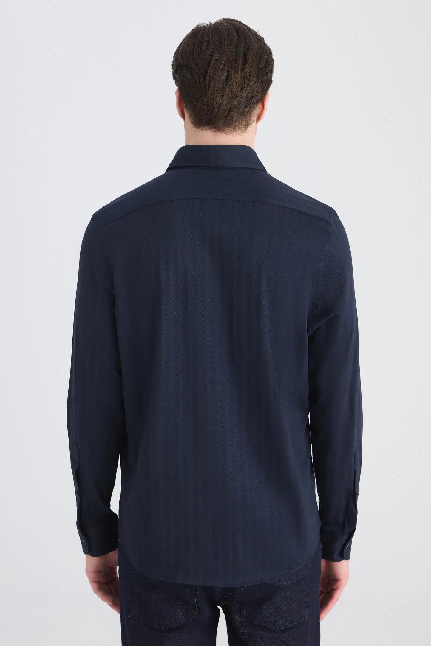 Ds Damat Comfort Lacivert Balıksırtı Gömlek