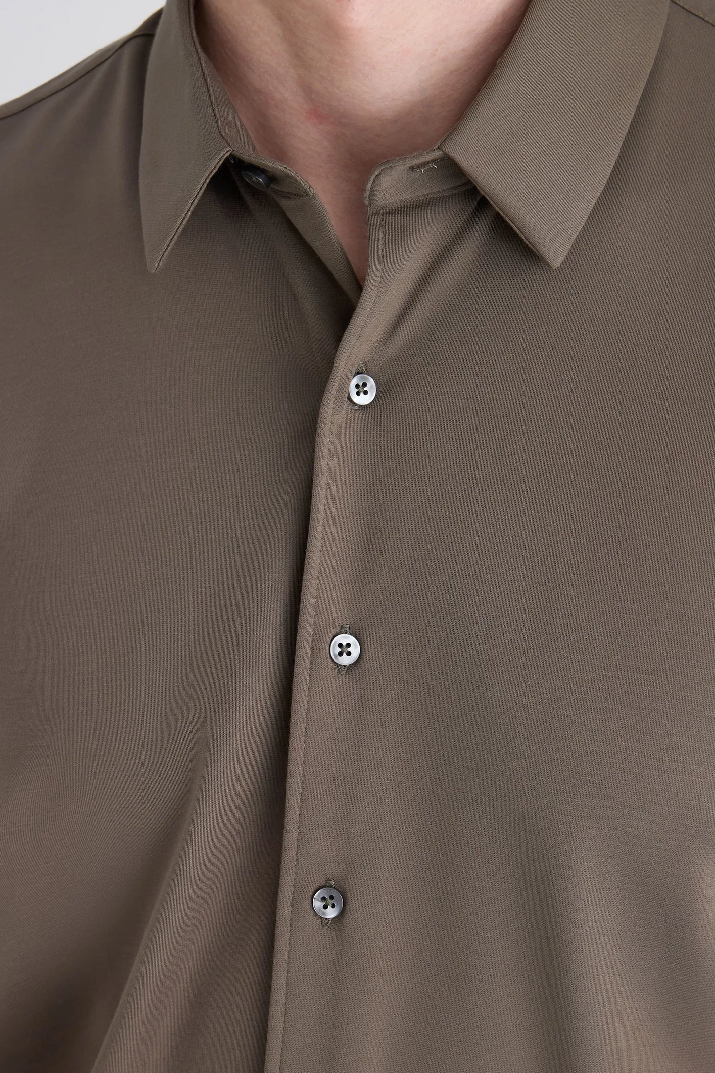 Ds Damat Slim Fit Haki Örme Gömlek