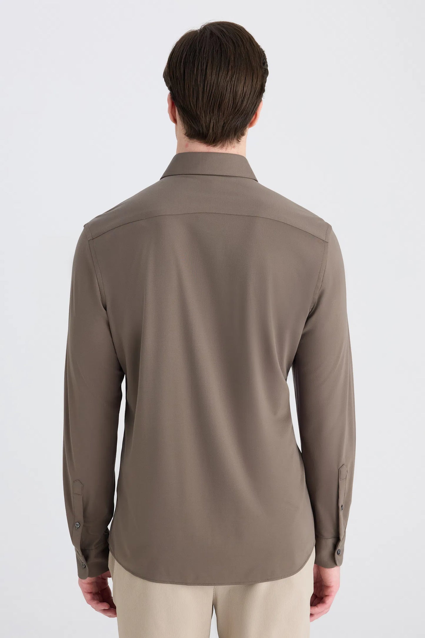 Ds Damat Slim Fit Haki Örme Gömlek