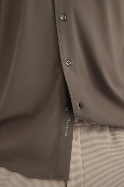 Ds Damat Slim Fit Haki Örme Gömlek