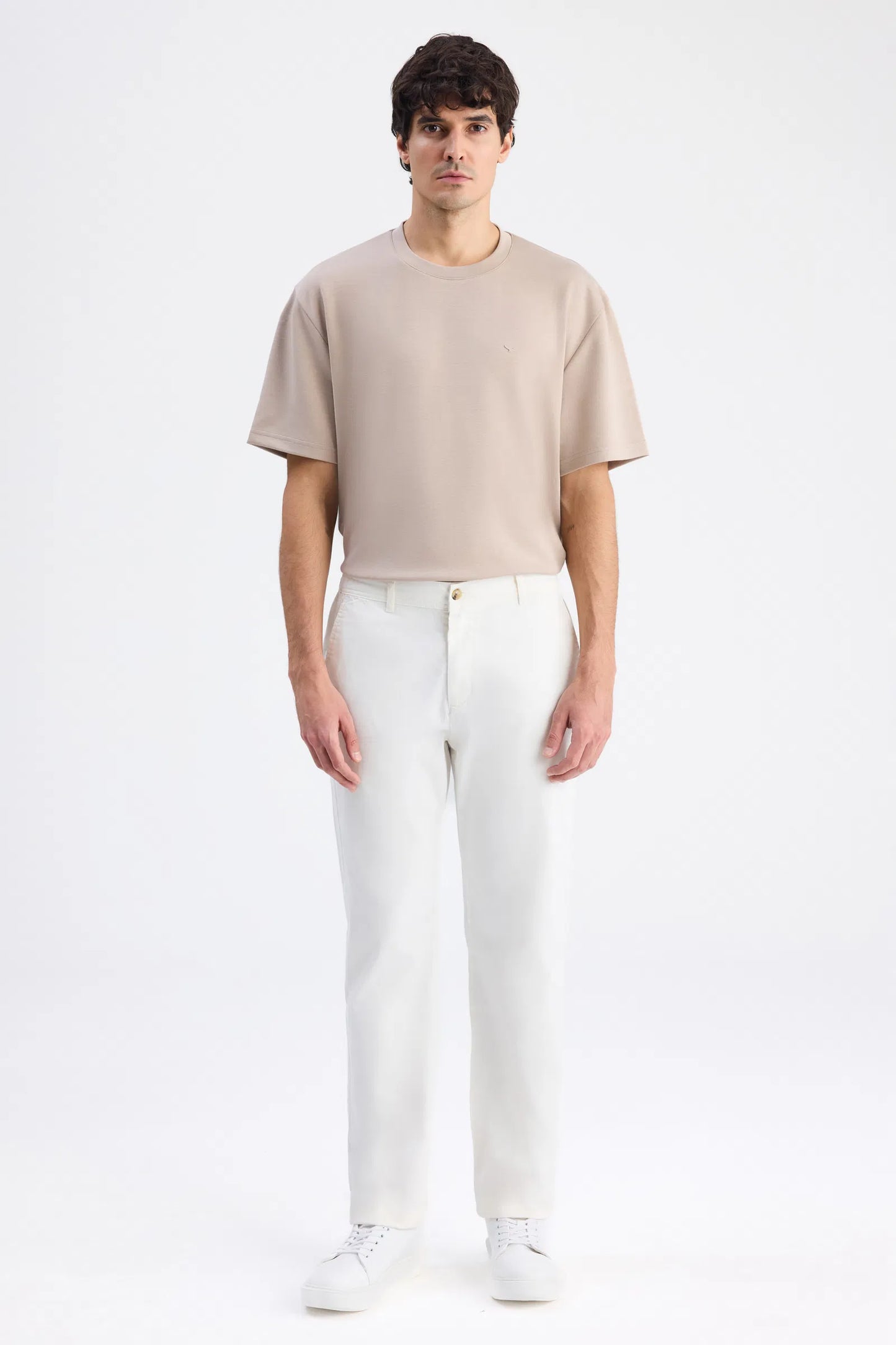 Ds Damat Relaxed Fit (pilesiz) Ekru Gabardin Chino Pantolon