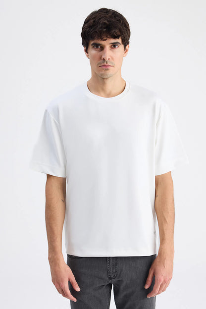 Twn Relaxed Fit Ekru Düz T-shirt