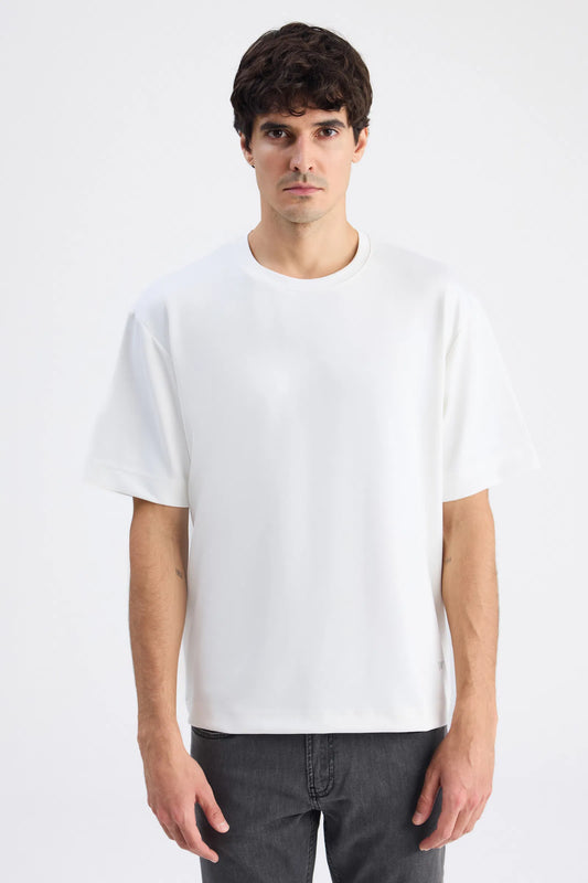 Twn Relaxed Fit Ekru Düz T-shirt