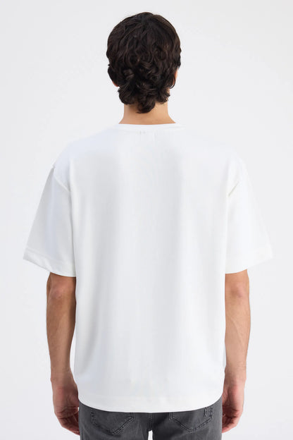 Twn Relaxed Fit Ekru Düz T-shirt