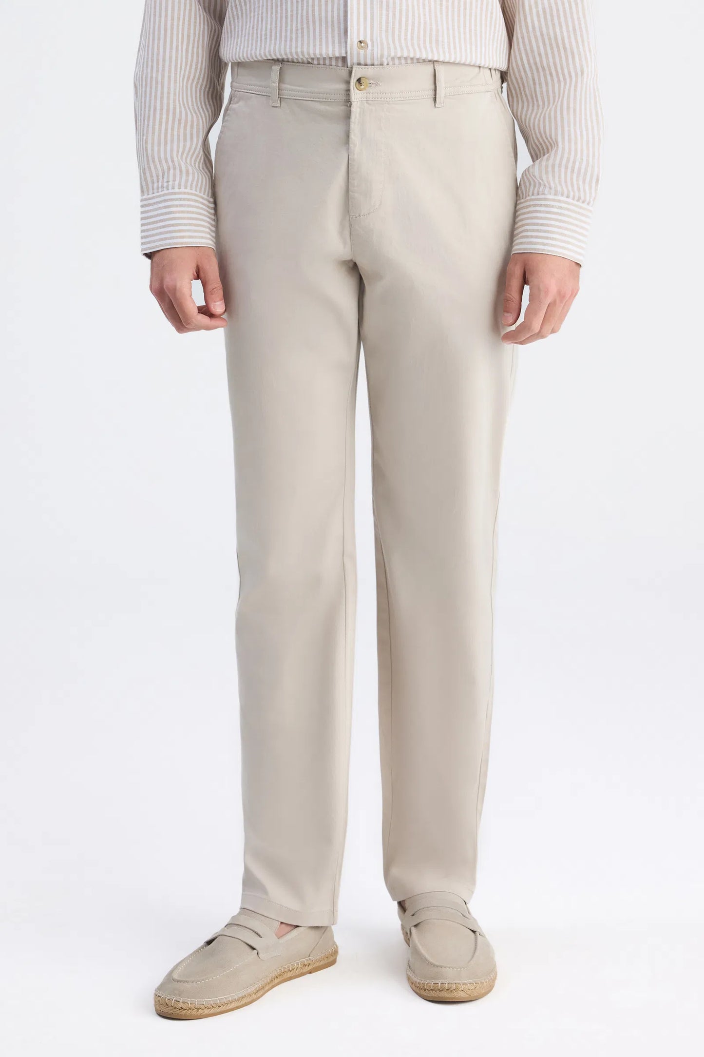 Ds Damat Comfort Fit Bej Gabardin Chino Pantolon