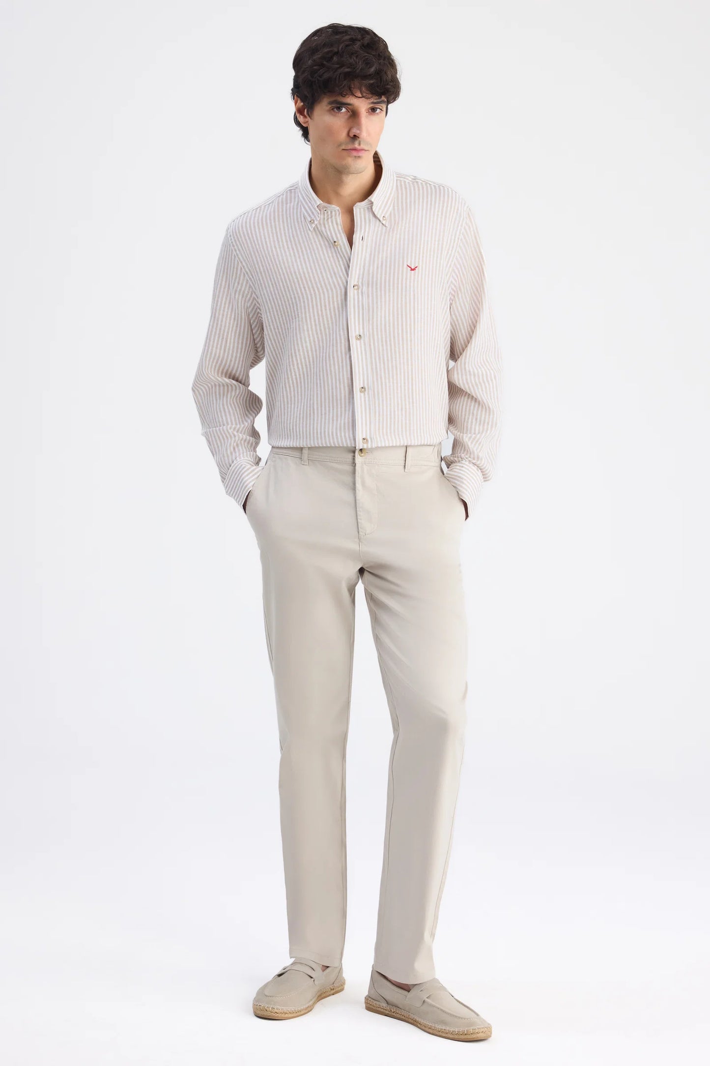 Ds Damat Comfort Fit Bej Gabardin Chino Pantolon