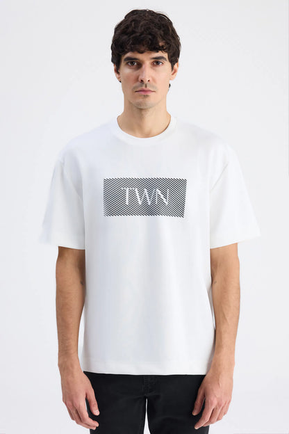 Twn Relaxed Fit Ekru Düz T-shirt