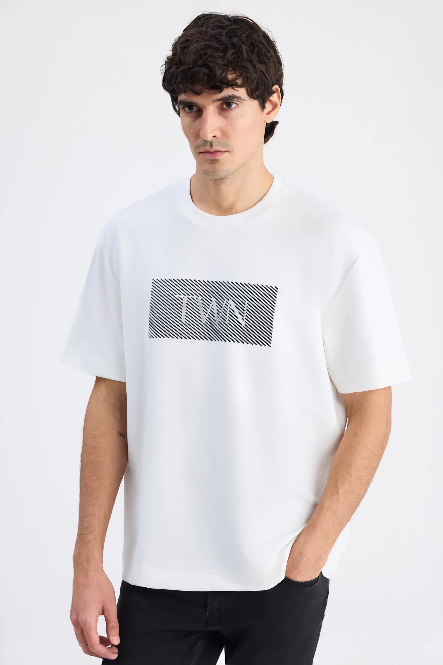 Twn Relaxed Fit Ekru Düz T-shirt