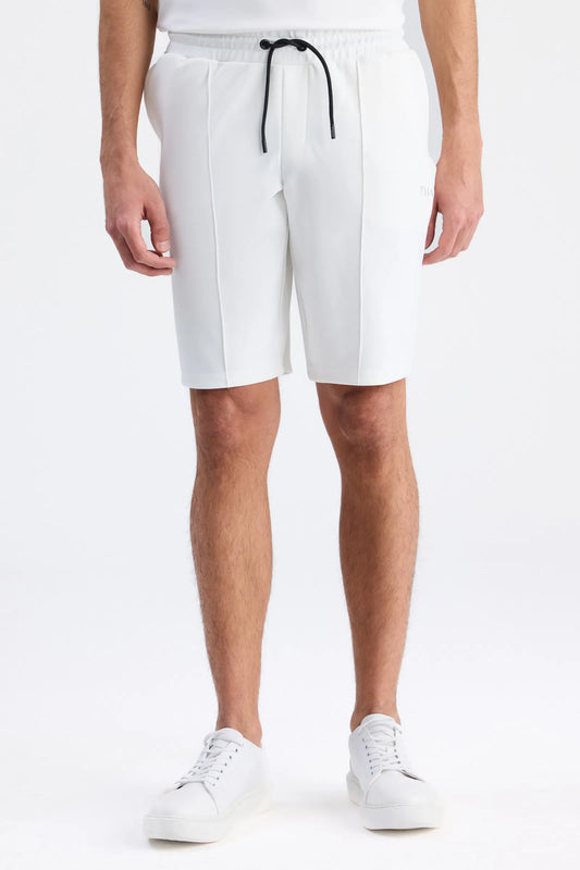 Twn Slim Fit Ekru Düz Örme Şort