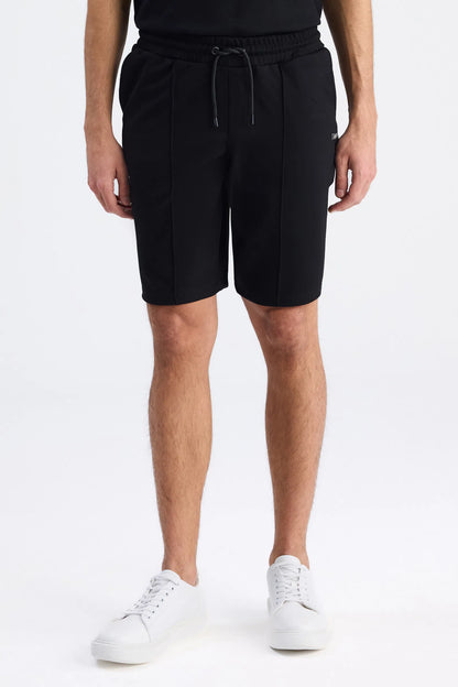 Twn Slim Fit Siyah Düz Örme Şort