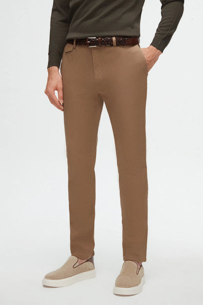 Twn Slim Fit Bej Armürlü Chino Pantolon