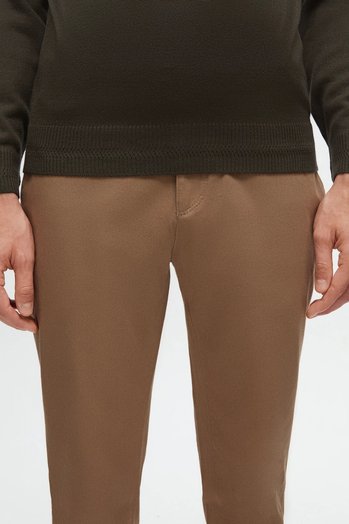 Twn Slim Fit Bej Armürlü Chino Pantolon