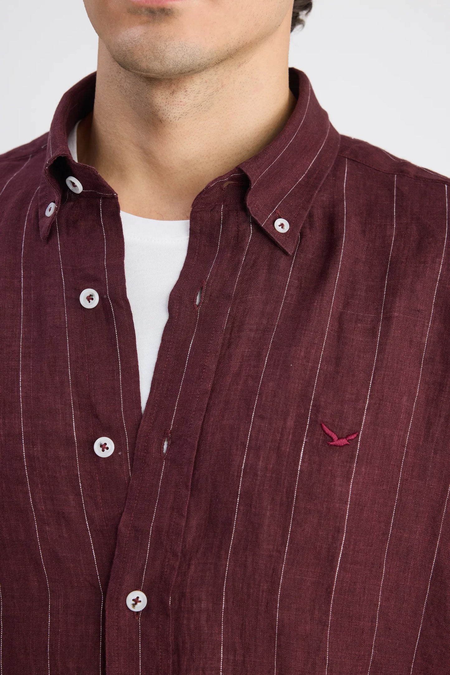 Ds Damat Comfort Bordo Çizgili Gömlek