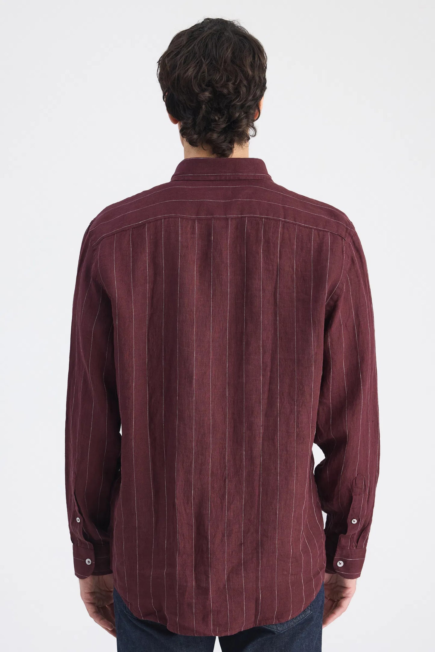 Ds Damat Comfort Bordo Çizgili Gömlek