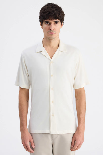 Twn Slim Fit Ekru Armürlü Gömlek