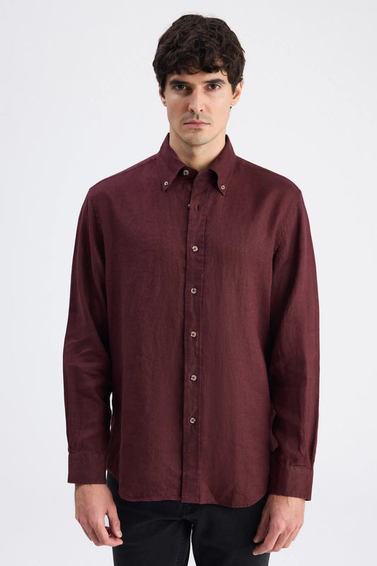 Ds Damat Comfort Bordo Düz Gömlek