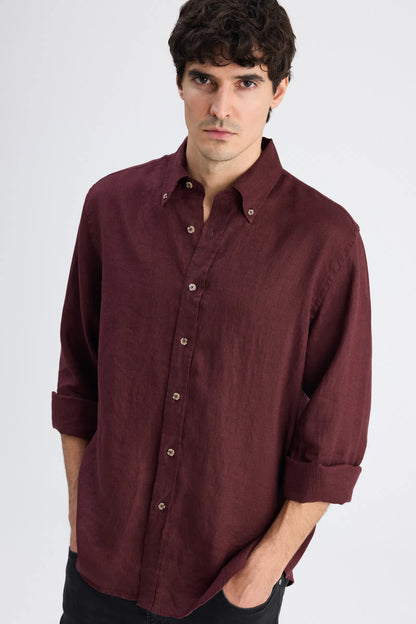Ds Damat Comfort Bordo Düz Gömlek