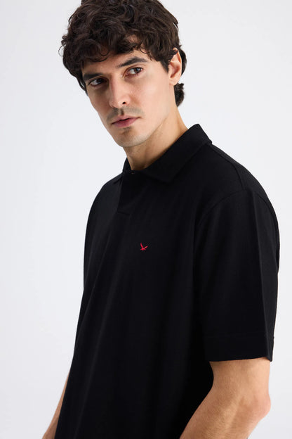 Ds Damat Regular Fit Siyah Düz T-shirt