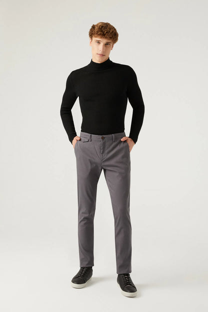 Twn Slim Fit Antrasit Armürlü Chino Pantolon