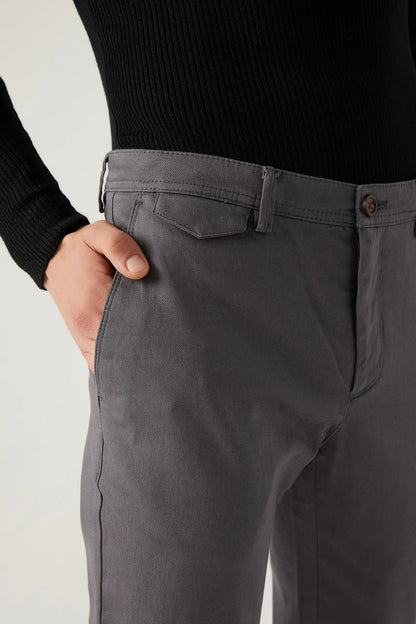 Twn Slim Fit Antrasit Armürlü Chino Pantolon