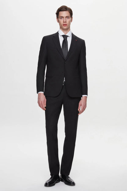 Ds Damat Regular Fit Siyah Düz Travel Takim Elbise