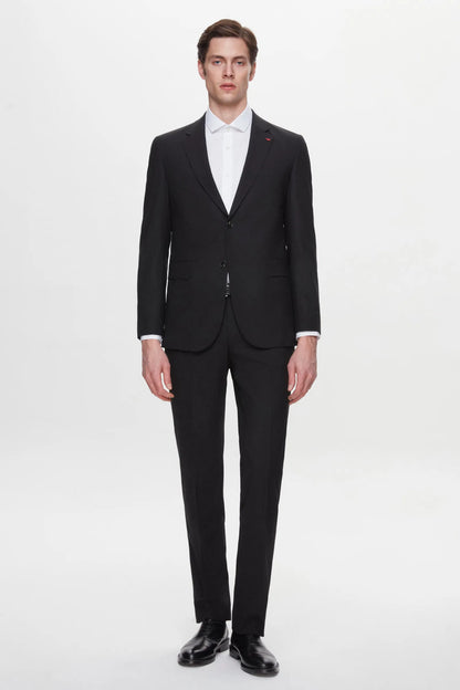 Ds Damat Regular Fit Siyah Düz Travel Takim Elbise
