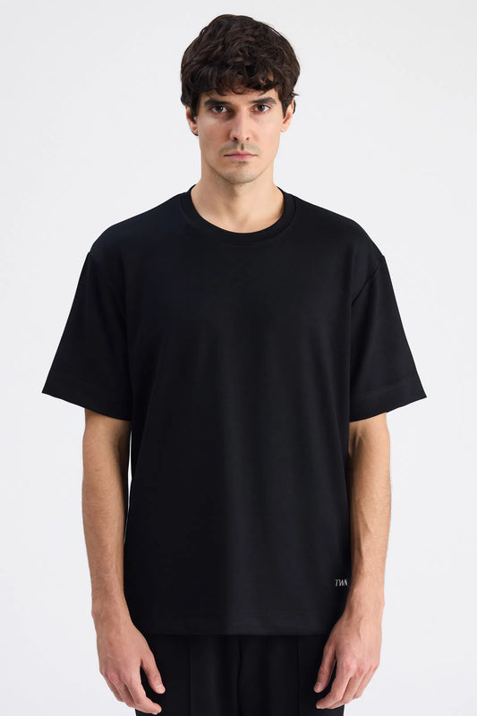 Twn Relaxed Fit Siyah Düz T-shirt