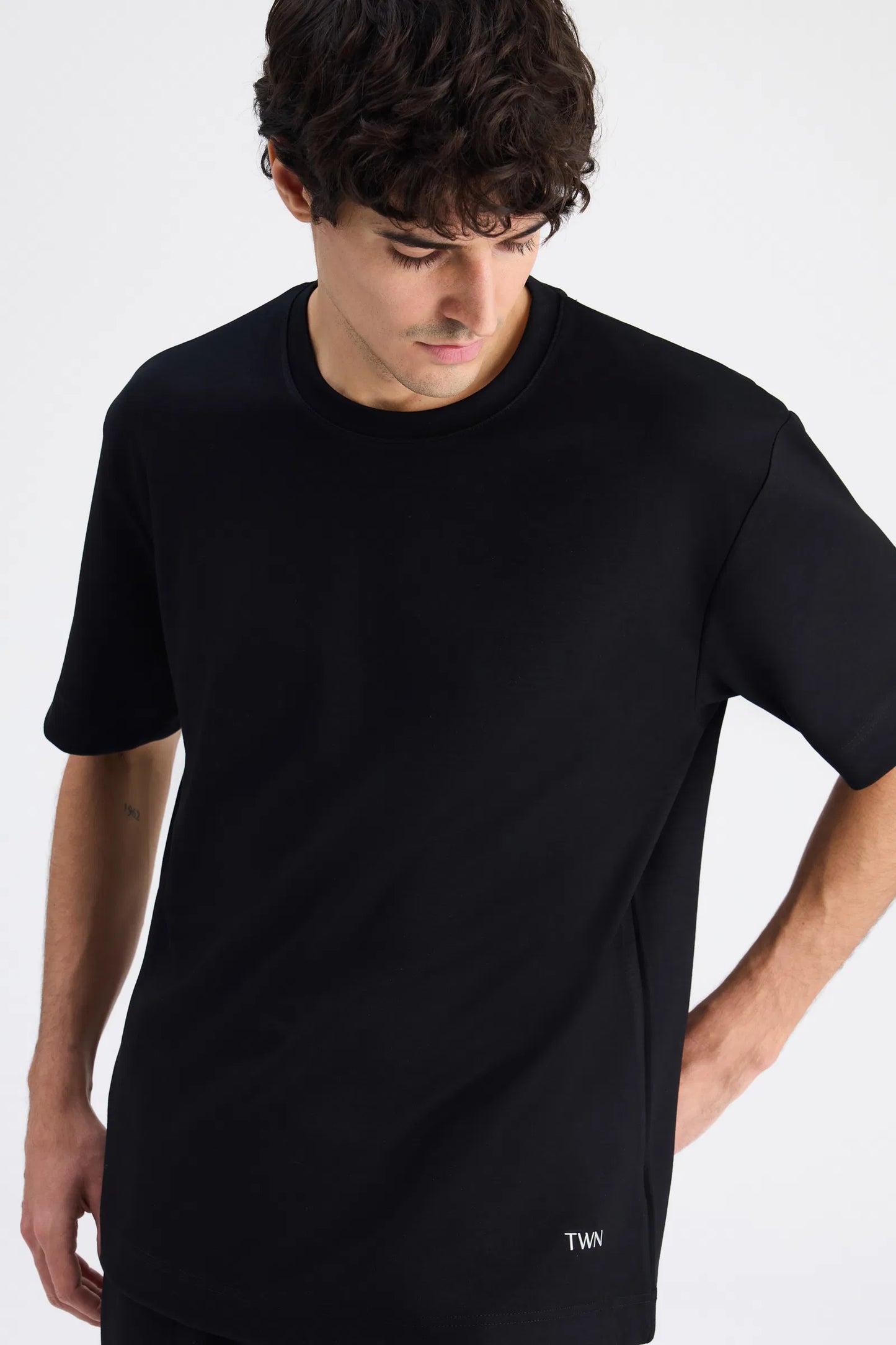 Twn Relaxed Fit Siyah Düz T-shirt