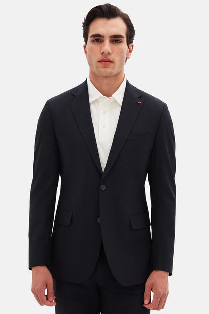 Ds Damat Slim Fit Koyu Lacivert Düz Travel Takim Elbise