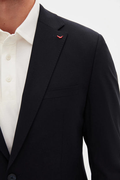 Ds Damat Slim Fit Koyu Lacivert Düz Travel Takim Elbise
