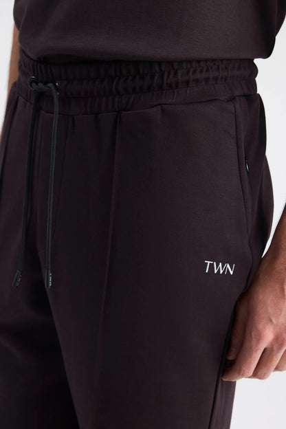Twn Slim Fit Kahverengi Düz Örme Şort