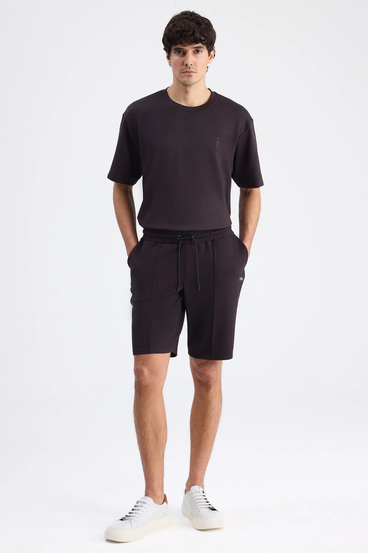 Twn Slim Fit Kahverengi Düz Örme Şort