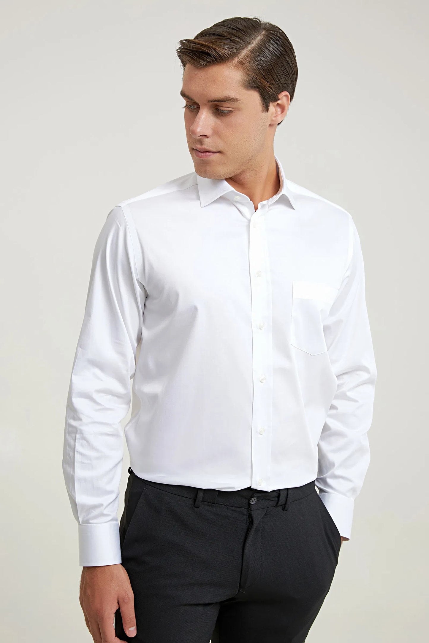 Ds Damat Regular Fit Beyaz Düz Gömlek