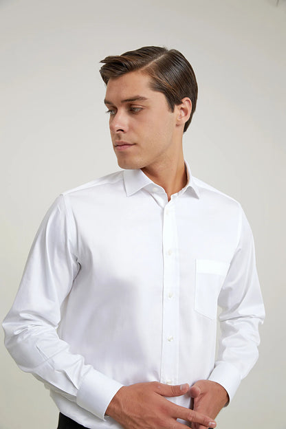 Ds Damat Regular Fit Beyaz Düz Gömlek