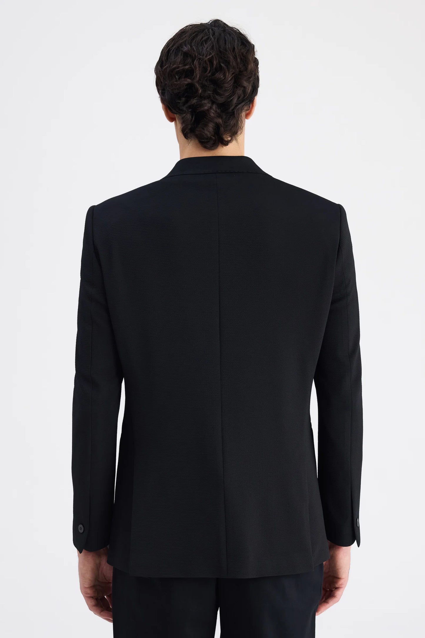 Twn Slim Fit Siyah Armürlü Kumaş Ceket