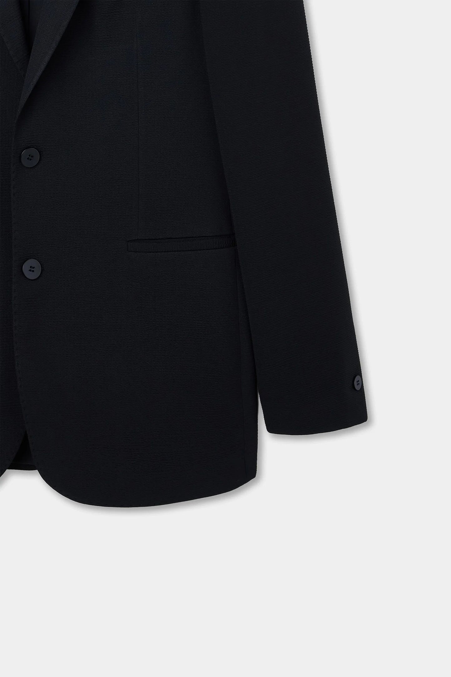 Twn Slim Fit Siyah Armürlü Kumaş Ceket