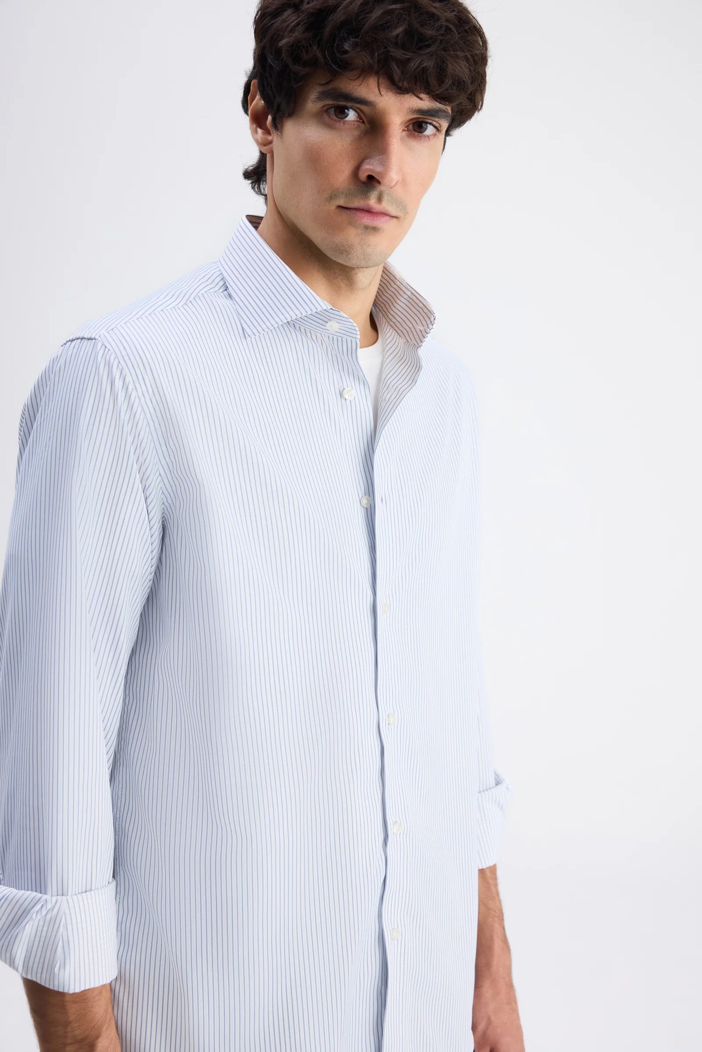 Ds Damat Regular Fit Beyaz Çizgili Gömlek