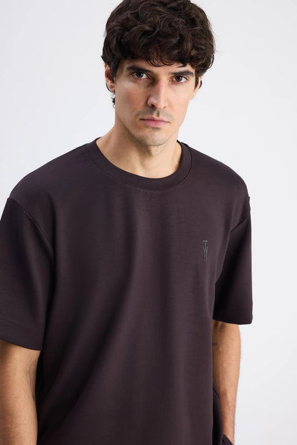 Twn Relaxed Fit Kahverengi Düz T-shirt