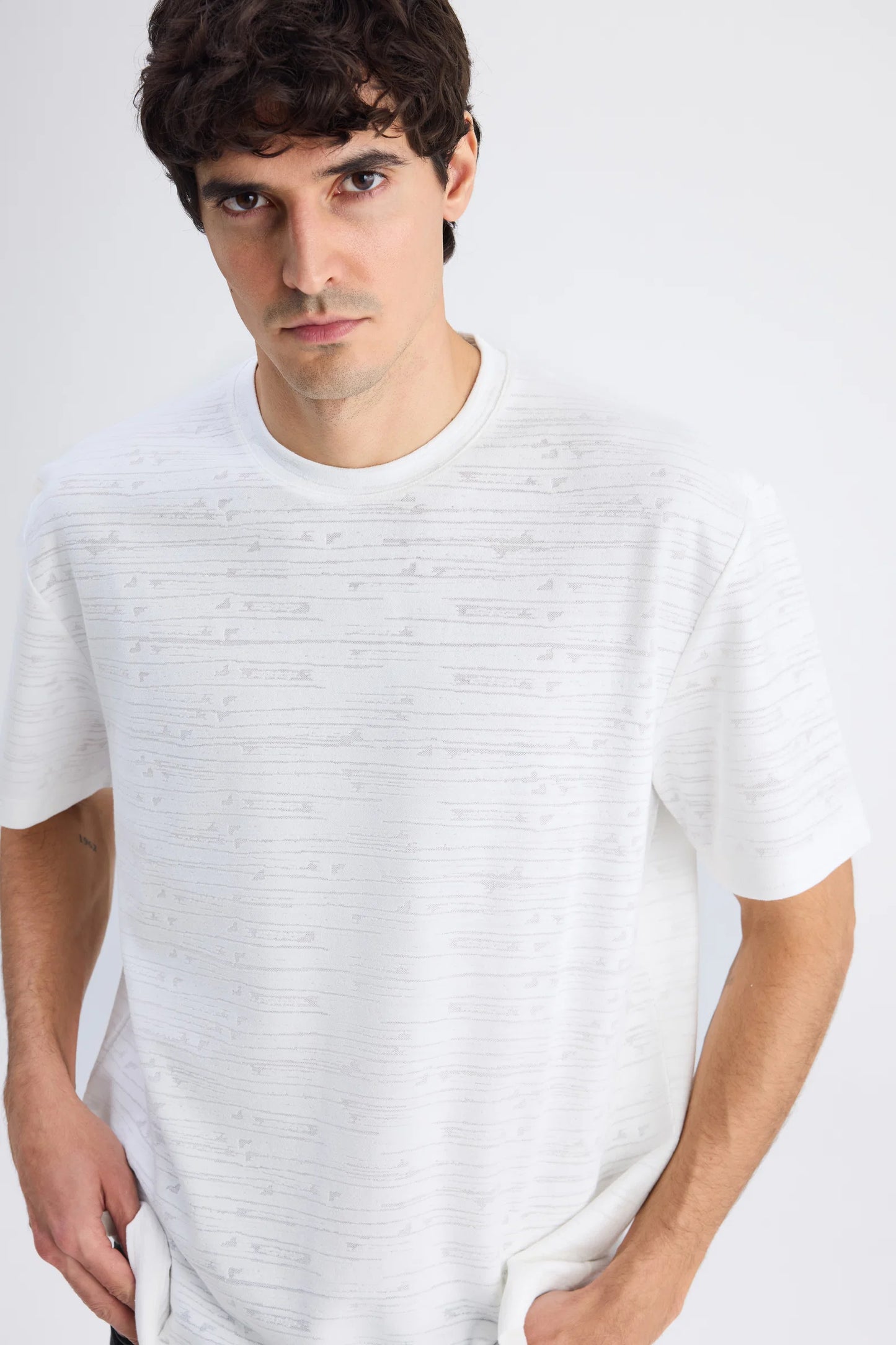 Twn Relaxed Fit Ekru Düz T-shirt