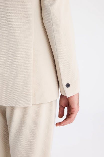 Twn Slim Fit Bej Armürlü Kumaş Ceket