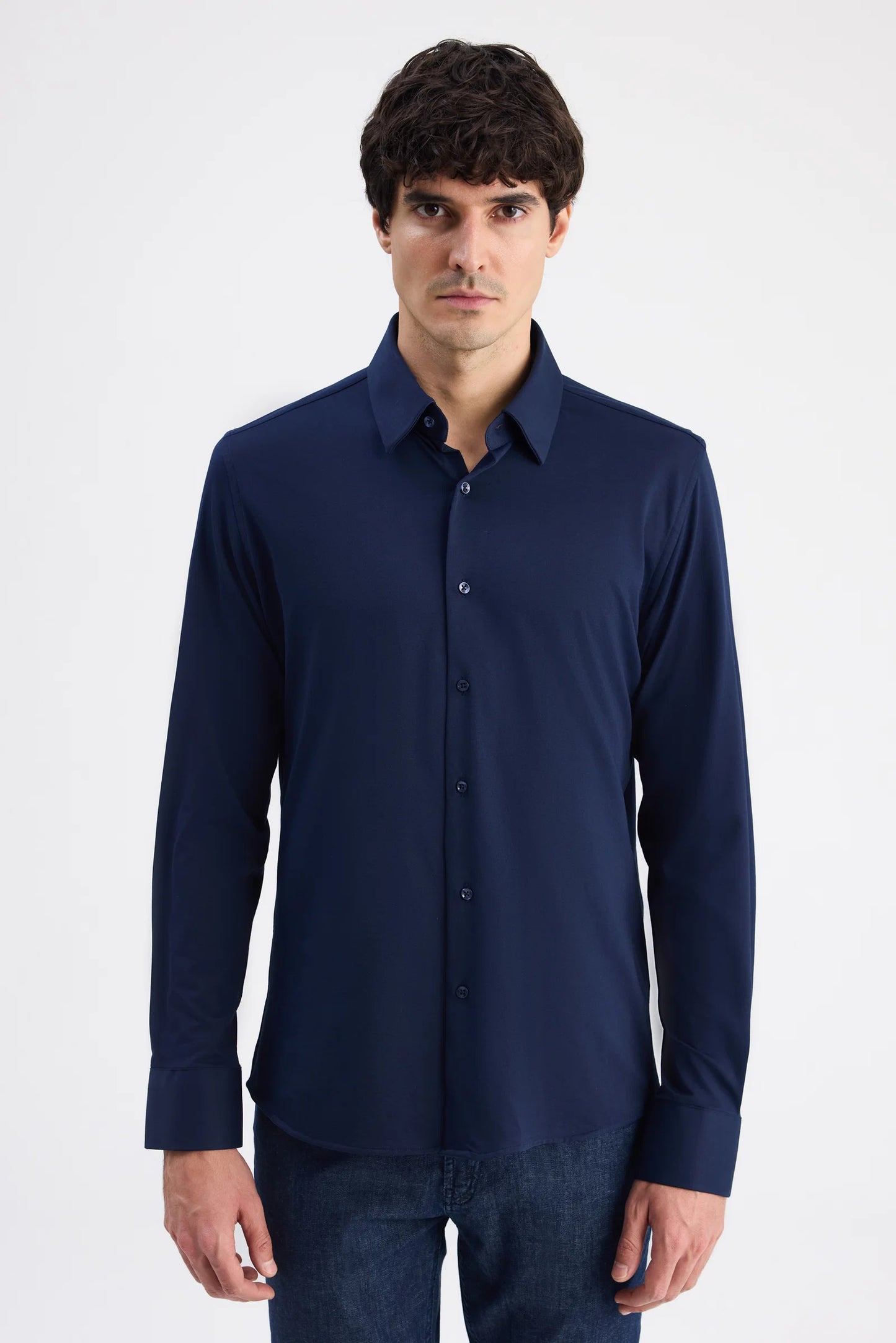 Ds Damat Slim Fit Lacivert Örme Gömlek