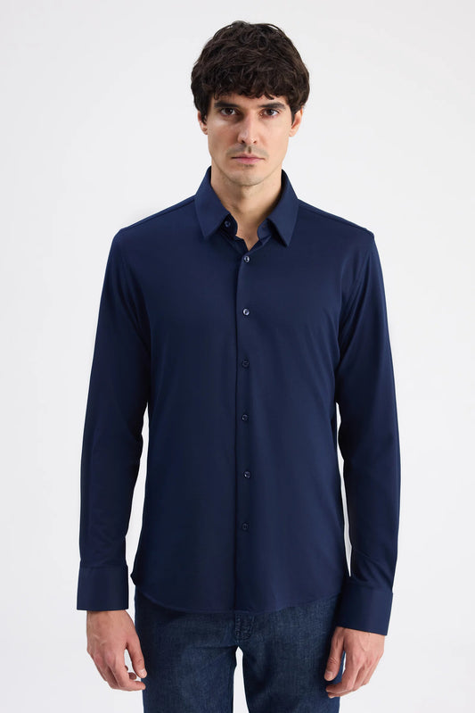 Ds Damat Slim Fit Lacivert Örme Gömlek